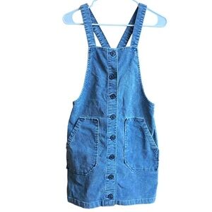 American Eagle Blue Corduroy Mini Overall Jumper Dress Size XS